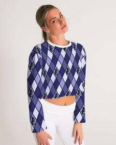 Dwayne Elliott Collection Blue Argyle Women's Cropped Sweatshirt - Dwayne Elliott Collection