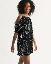 画像をギャラリービューアに読み込む, Dwayne Elliot Collection Black Rose Open Shoulder A-Line Dress - Dwayne Elliott Collection