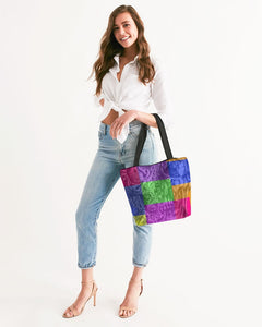 Skull Bow Canvas Zip Tote