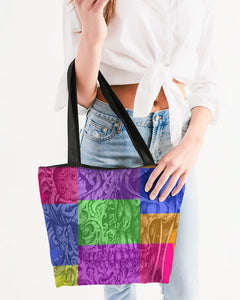 Skull Bow Canvas Zip Tote