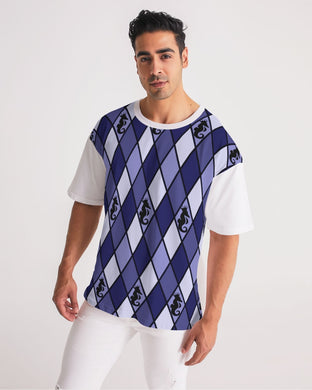 Dwayne Elliott Collection Blue Argyle Men's Premium Heavyweight Tee - Dwayne Elliott Collection