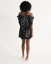 Load image into Gallery viewer, Dwayne Elliot Collection Black Rose Open Shoulder A-Line Dress - Dwayne Elliott Collection
