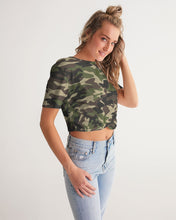 Load image into Gallery viewer, Dwayne Elliott Collection Camo Women&#39;s Twist-Front Cropped Tee - Dwayne Elliott Collection