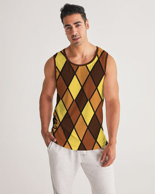 Dwayne Elliott Collection Brown Argyle Men's Sport Tank - Dwayne Elliott Collection