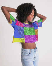 Load image into Gallery viewer, Skull Bow Women&#39;s Lounge Cropped Tee