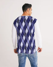 Load image into Gallery viewer, Dwayne Elliott Collection Blue Argyle Men&#39;s Long Sleeve Tee - Dwayne Elliott Collection