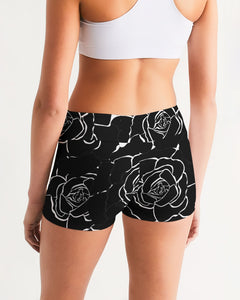 Dwayne Elliot Collection Black Rose Mid-Rise Yoga Shorts - Dwayne Elliott Collection