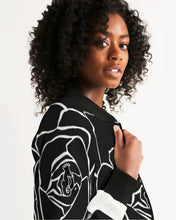 Laden Sie das Bild in den Galerie-Viewer, Dwayne Elliot Collection Black Rose Women&#39;s Bomber Jacket - Dwayne Elliott Collection