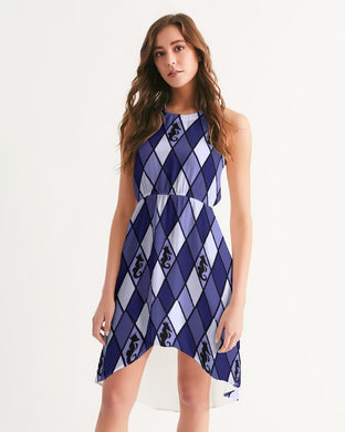 Dwayne Elliott Collection Blue Argyle Women's High-Low Halter Dress - Dwayne Elliott Collection