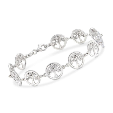 Tree of Life Disc Bracelet in 18K White Gold Plated - Dwayne Elliott Collection