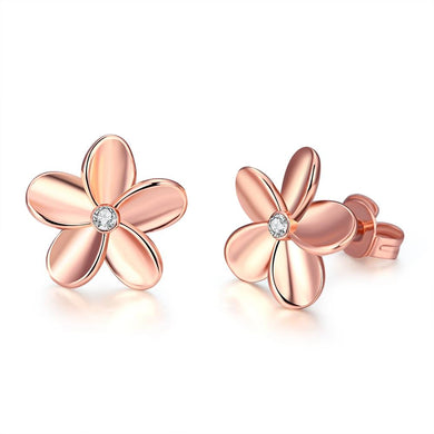 Swarovski Crystal Flower Stud Earring - 14K Rose Gold Plated - Dwayne Elliott Collection