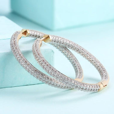 Swarovski Elements Micro Pave' Hoop Earrings in 18K Gold Plated - Dwayne Elliott Collection