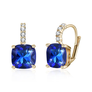 Swarovski Crystals 2.00 Ct Sapphire Leverback Princess Cut  Earring - Dwayne Elliott Collection