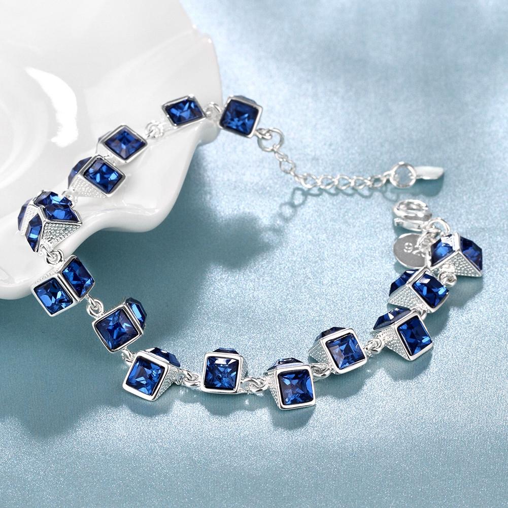 Multi Blue Swarovski Cubed Bracelet in 18K White Gold - Dwayne Elliott Collection