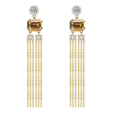 Sterling Silver Swarovski Chandelier Drop Earrings - Gold - Dwayne Elliott Collection