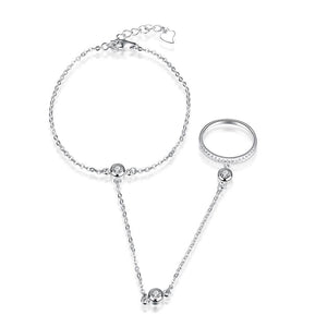 Halo Eternity Pave Sterling Silver Bracelet and Ring Connecting Set - Dwayne Elliott Collection