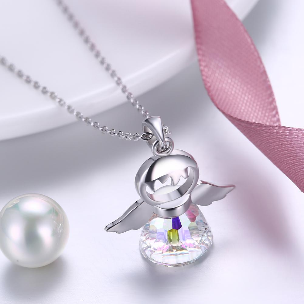 Aurora Borealis Sterling Silver Angel Necklace