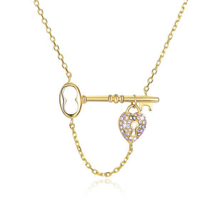 Key to my Heart Sterling Silver Swarovski Crystal Necklace - Dwayne Elliott Collection