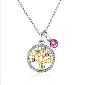 Sterling Silver Tree of Life Swarovski Crystal Necklace