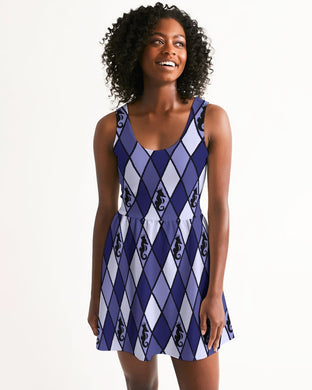 Dwayne Elliott Collection Blue Argyle Women's Scoop Neck Skater Dress - Dwayne Elliott Collection