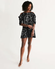画像をギャラリービューアに読み込む, Dwayne Elliot Collection Black Rose Open Shoulder A-Line Dress - Dwayne Elliott Collection