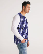 Load image into Gallery viewer, Dwayne Elliott Collection Blue Argyle Men&#39;s Long Sleeve Tee - Dwayne Elliott Collection