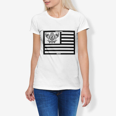 Dwayne Elliott Collection Flag Women's Cotton Stretch CrewNeck T-Shirt - Dwayne Elliott Collection