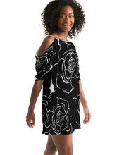 將圖片載入圖庫檢視器 Dwayne Elliot Collection Black Rose Open Shoulder A-Line Dress - Dwayne Elliott Collection