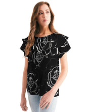 Load image into Gallery viewer, Dwayne Elliot Collection Black Rose Short Sleeve Chiffon Top - Dwayne Elliott Collection