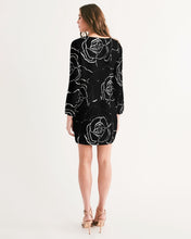 画像をギャラリービューアに読み込む, Dwayne Elliot Collection Black Rose Long Sleeve Chiffon Dress - Dwayne Elliott Collection