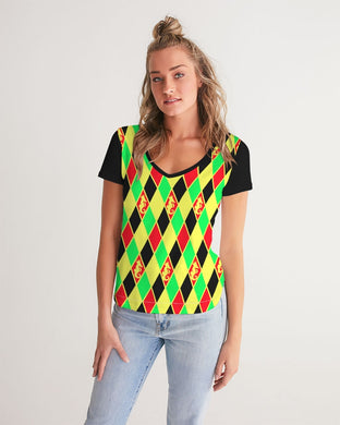 Dwayne Elliott Colection Women's Argyle V-Neck Tee - Dwayne Elliott Collection