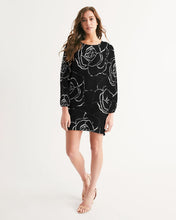 將圖片載入圖庫檢視器 Dwayne Elliot Collection Black Rose Long Sleeve Chiffon Dress - Dwayne Elliott Collection