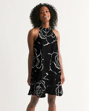 Laden Sie das Bild in den Galerie-Viewer, Dwayne Elliot Collection Black Rose  Halter Dress - Dwayne Elliott Collection