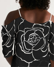 Laden Sie das Bild in den Galerie-Viewer, Dwayne Elliot Collection Black Rose Open Shoulder A-Line Dress - Dwayne Elliott Collection