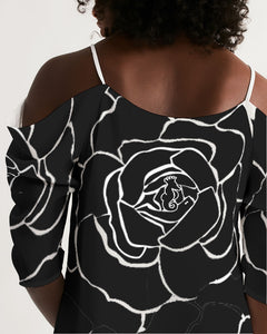 Dwayne Elliot Collection Black Rose Open Shoulder A-Line Dress - Dwayne Elliott Collection