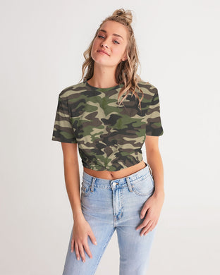 Dwayne Elliott Collection Camo Women's Twist-Front Cropped Tee - Dwayne Elliott Collection