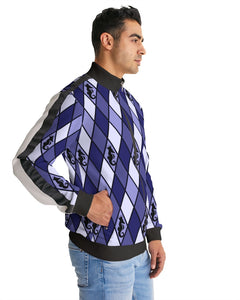 Dwayne Elliott Collection Blue Argyle Men's Stripe-Sleeve Track Jacket - Dwayne Elliott Collection