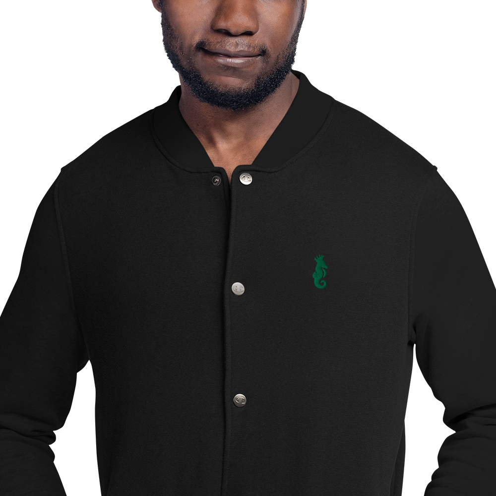 Dwayne Elliott Collection Embroidered Champion Bomber Jacket - Kelly Green Logo - Dwayne Elliott Collection