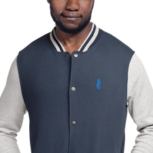 Load image into Gallery viewer, Dwayne Elliott Collection Embroidered Champion Bomber Jacket - Aqua/ Teal Logo - Dwayne Elliott Collection