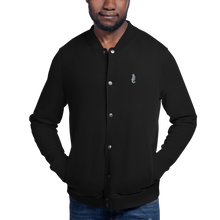 Load image into Gallery viewer, Dwayne Elliott Collection Embroidered Champion Bomber Jacket - Flamingo Seahorse Logo - Dwayne Elliott Collection