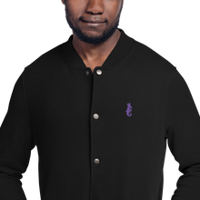 Load image into Gallery viewer, Dwayne Elliott Collection Embroidered Champion Bomber Jacket - Purple Logo - Dwayne Elliott Collection